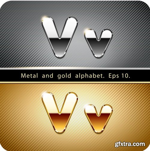 Chrome Metal And Gold Vector Alphabet - 33xEPS-2xJPG