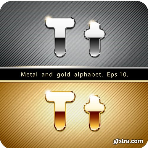 Chrome Metal And Gold Vector Alphabet - 33xEPS-2xJPG