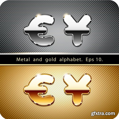 Chrome Metal And Gold Vector Alphabet - 33xEPS-2xJPG