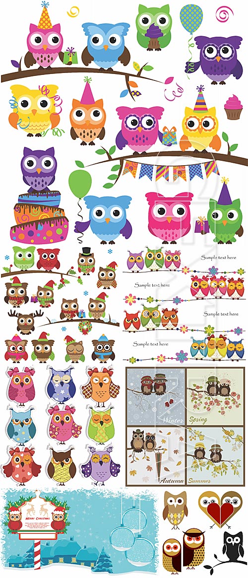 Cute vector owls