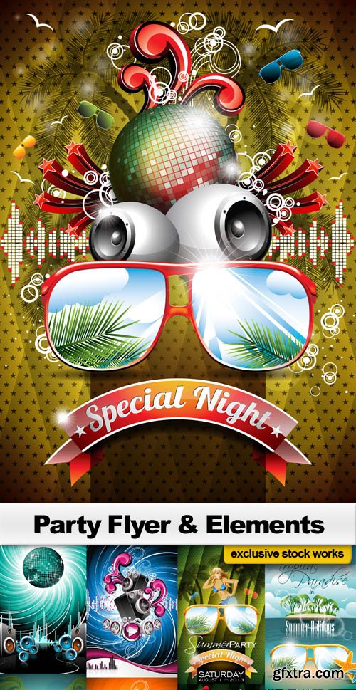 Party Flyer & Elements - 25x EPS