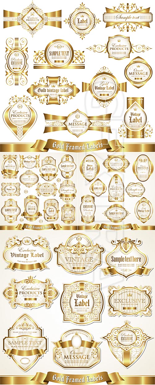 White gold-framed labels