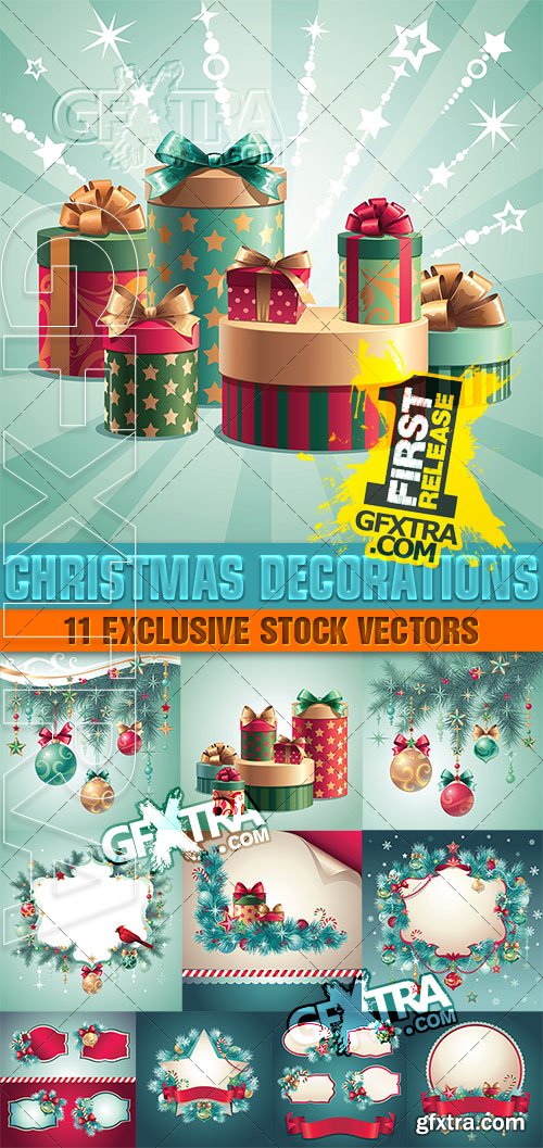 Christmas decorations, 3 - VectorStock