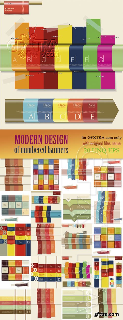 Modern design of numbered banners, 20xEPS