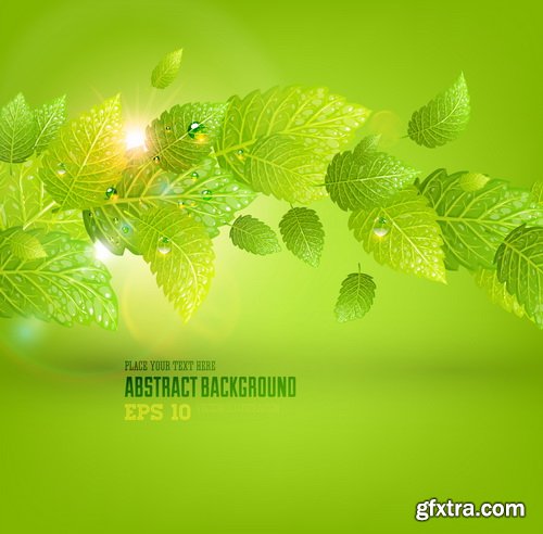 Amazing SS - Green leaves background 5, 25xEPS