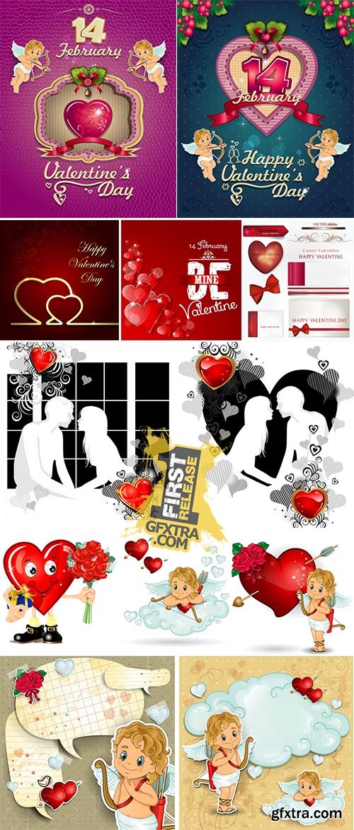 Stock: Heart Valentine and cupids