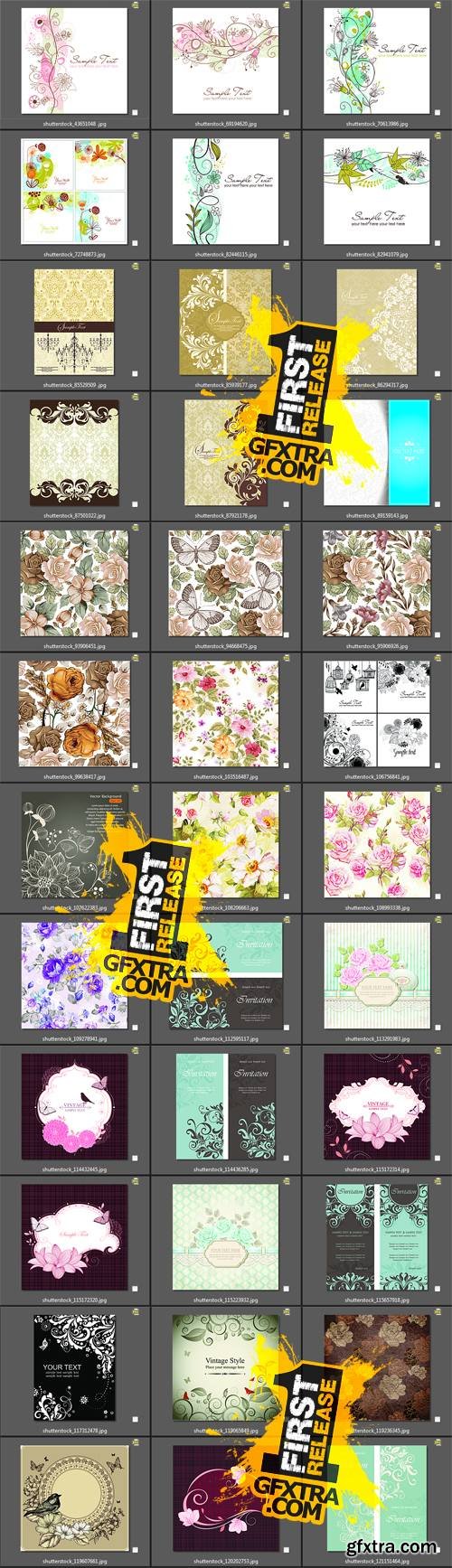 Stock Vector - Floral Backgrounds, Cards, Patterns, Invitations