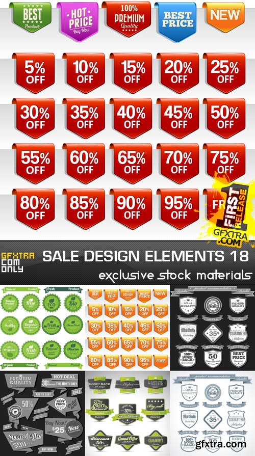 Collection of vector sale design elements vol.18, 25xAI