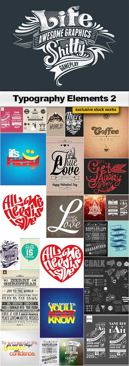 Typography Elements 2 - 25x EPS