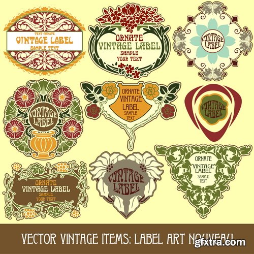 Amazing SS - Vintage labels with flower 2, 25xEPS