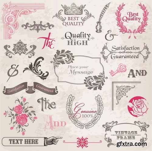 Amazing SS - Vintage labels with flower 2, 25xEPS