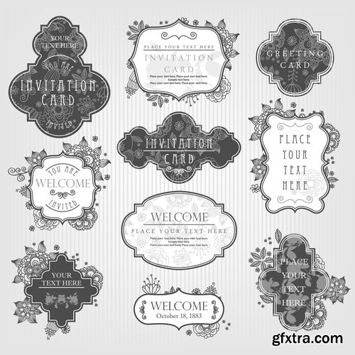 Amazing SS - Vintage labels with flower 2, 25xEPS