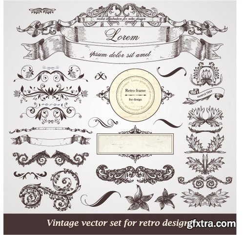 Amazing SS - Vintage labels with flower 2, 25xEPS