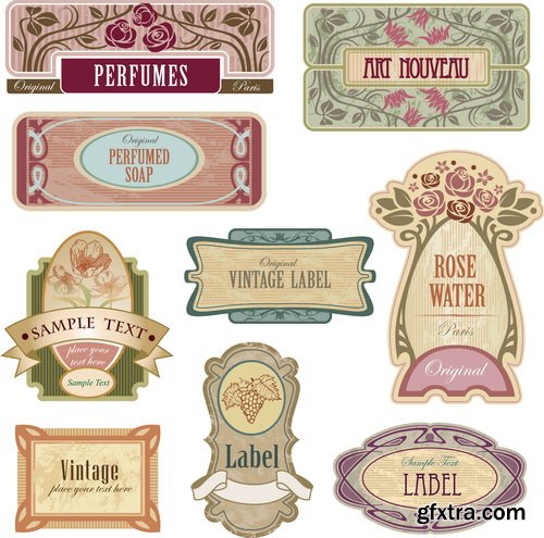 Amazing SS - Vintage labels with flower 2, 25xEPS