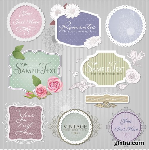 Amazing SS - Vintage labels with flower 2, 25xEPS