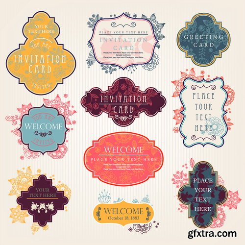 Amazing SS - Vintage labels with flower 2, 25xEPS