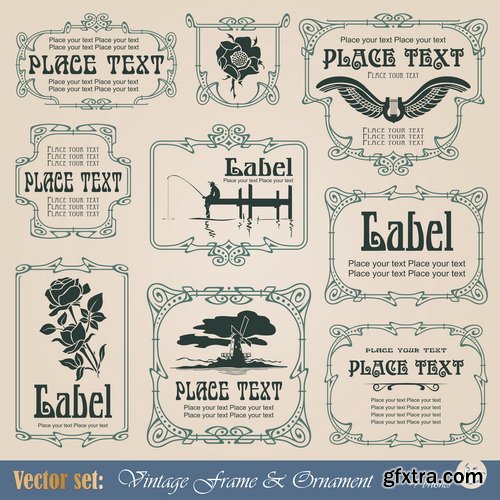 Amazing SS - Vintage labels with flower 2, 25xEPS