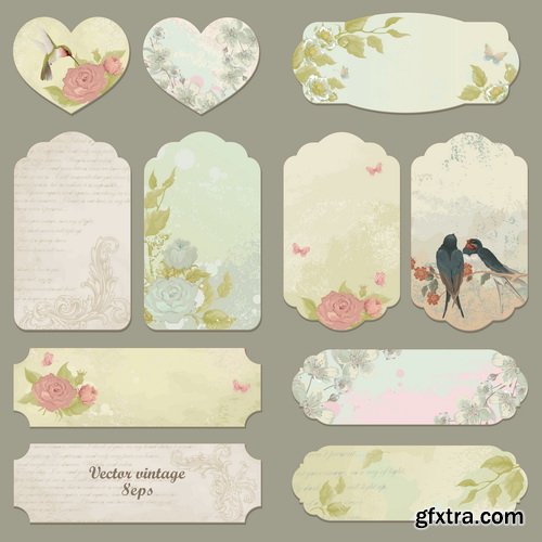 Amazing SS - Vintage labels with flower 2, 25xEPS