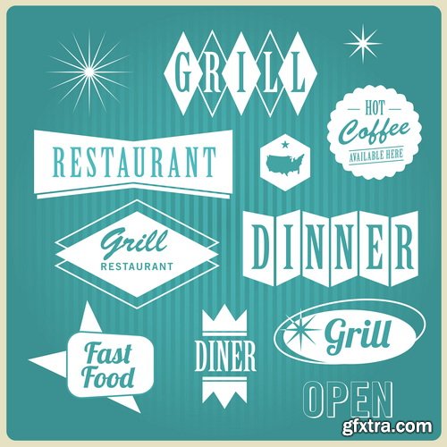 Amazing SS - Retro elements for a restaurant designs 2, 25xEPS