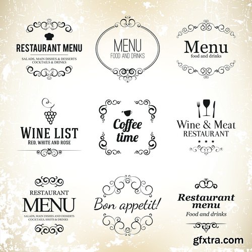 Amazing SS - Retro elements for a restaurant designs 2, 25xEPS