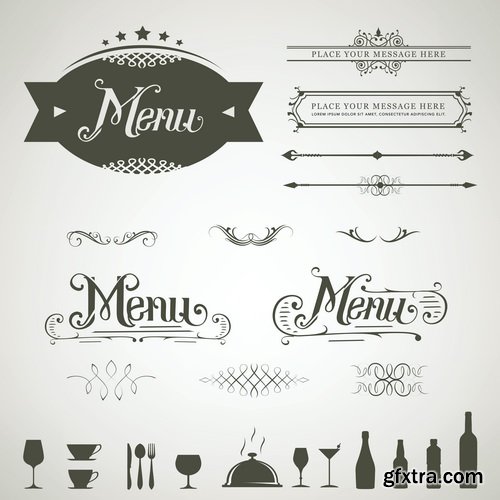 Amazing SS - Retro elements for a restaurant designs 2, 25xEPS