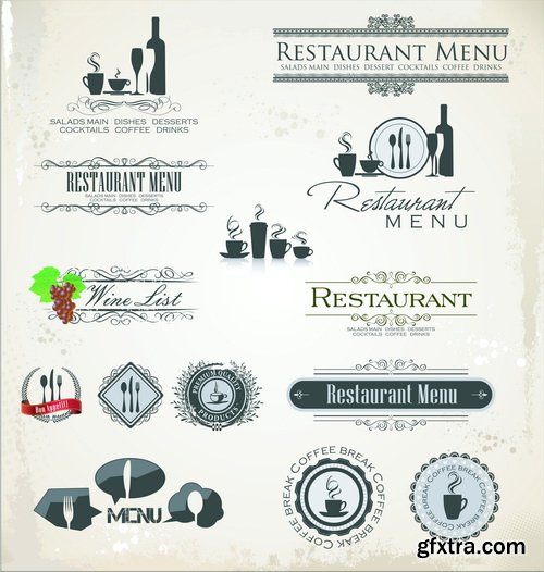 Amazing SS - Retro elements for a restaurant designs 2, 25xEPS