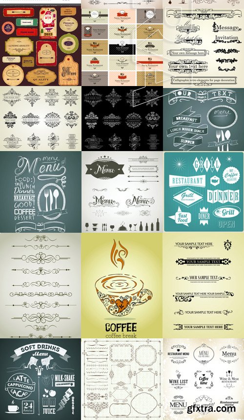 Amazing SS - Retro elements for a restaurant designs 2, 25xEPS