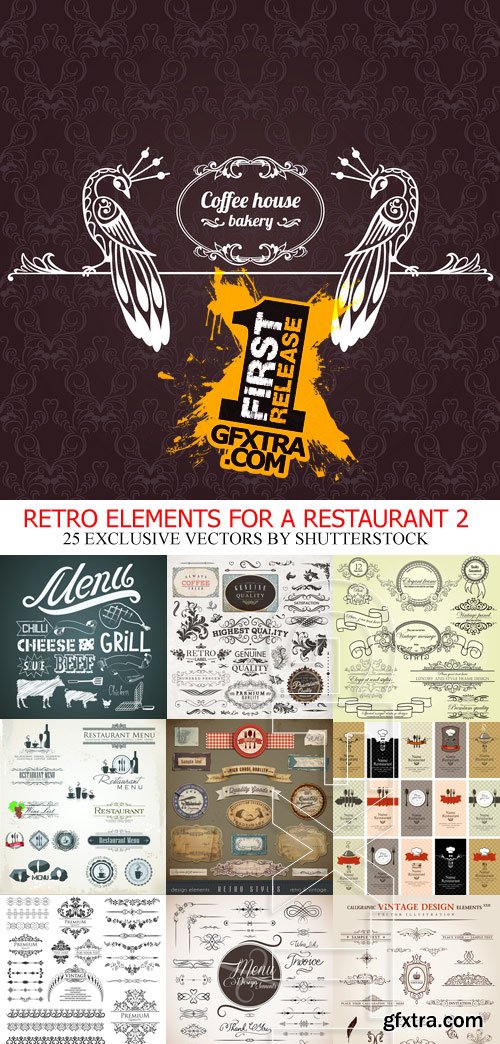 Amazing SS - Retro elements for a restaurant designs 2, 25xEPS