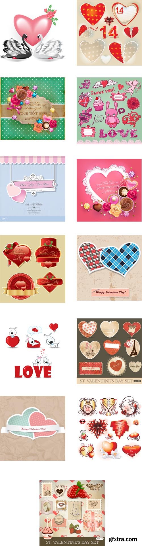 Valentine`s Day cards, elements and symbols, 25xEPS