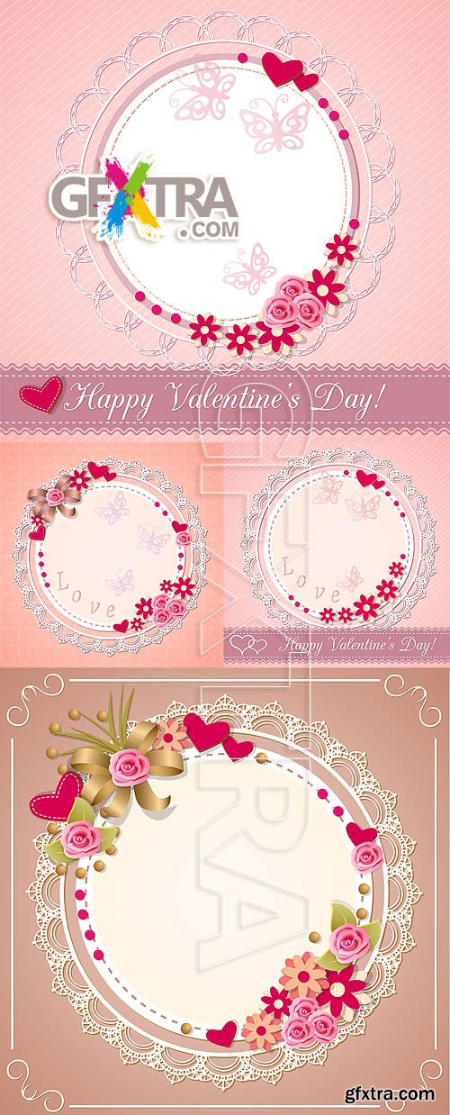 Stock vector - Floral Valentine cards