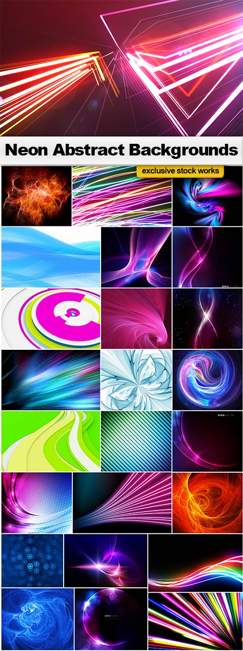 Neon Abstract Backgrounds - 19x JPEGs + 8 EPS