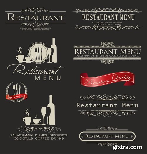 Amazing SS - Retro elements for a restaurant, 25xEPS