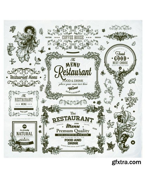 Amazing SS - Retro elements for a restaurant, 25xEPS