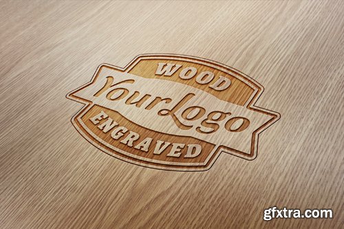 PSD Template - Wooden Logo Mockup