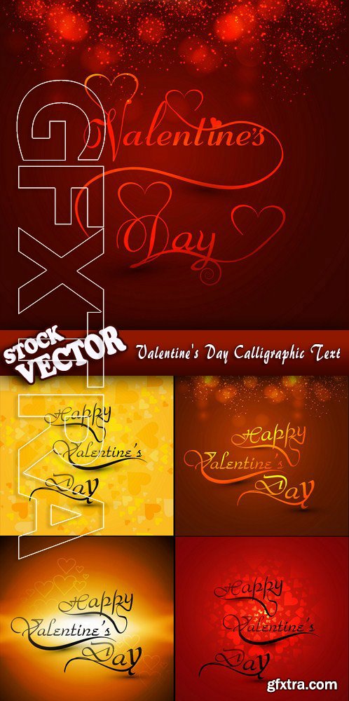 Stock Vector - Valentine's Day Cards with Calligraphic Text