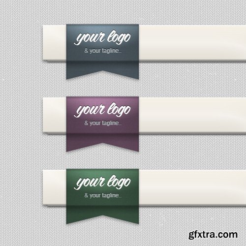 Tucked Ribbon for Header Logo Placement (Psd)