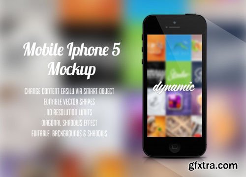 PSD Source - Black Iphone 5 Mockup Template