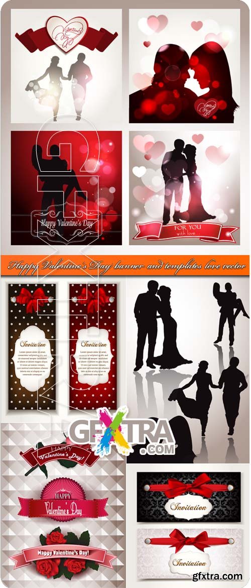 Happy Valentine's Day banner and templates love vector