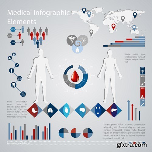 Medical Infographics Elements - 25x EPS