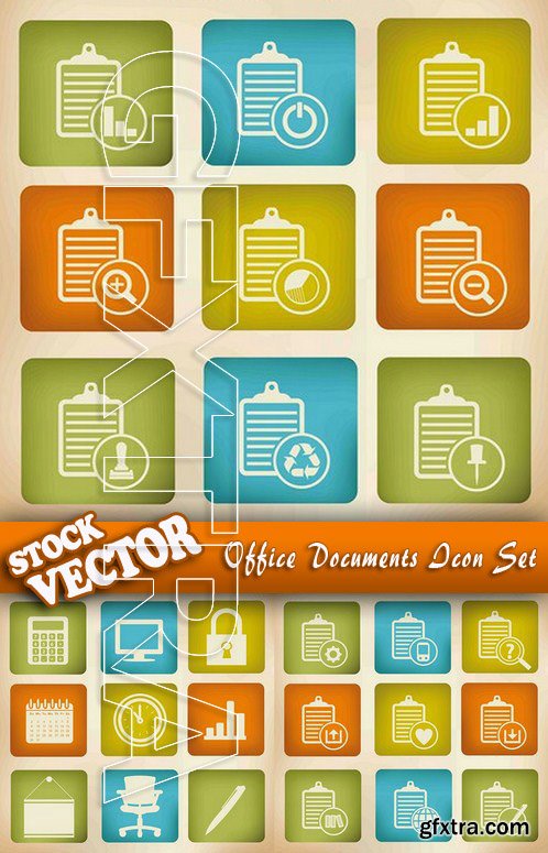 Stock Vector - Office Documents Icon Set