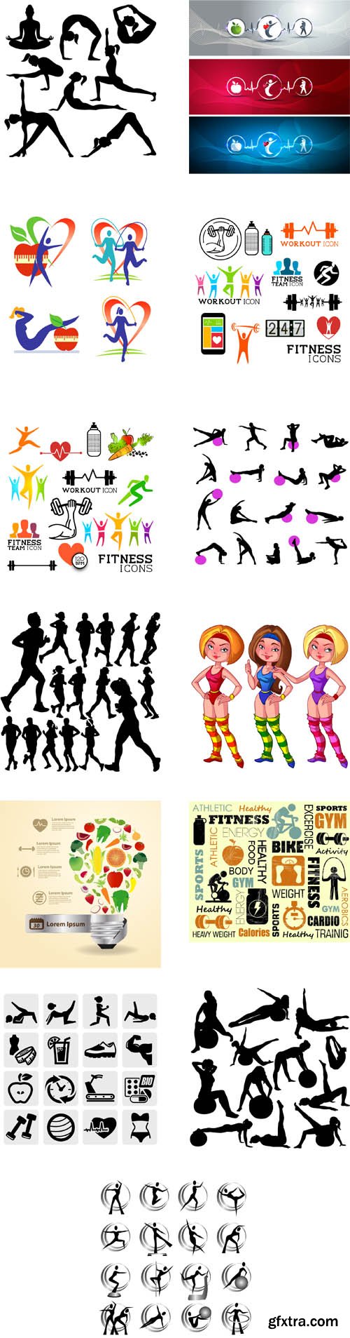 Sport, fitness and yoga, 25xEPS