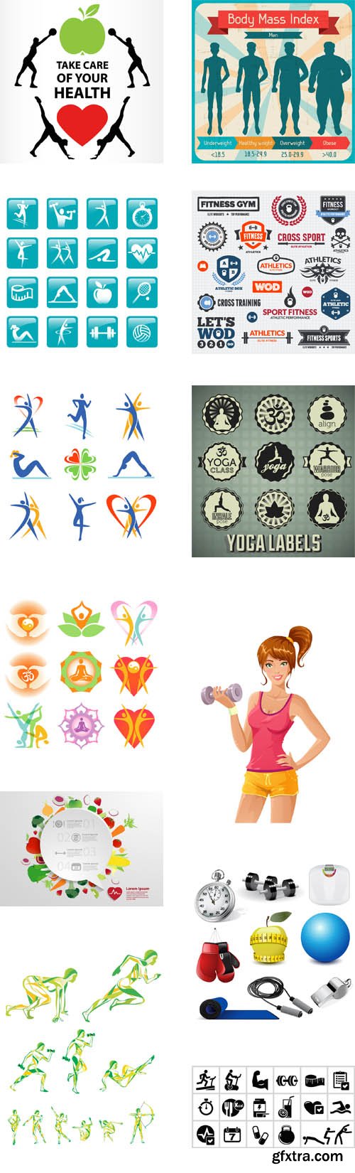 Sport, fitness and yoga, 25xEPS