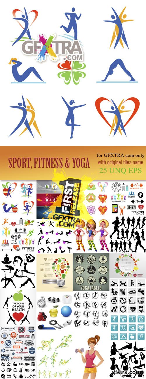 Sport, fitness and yoga, 25xEPS