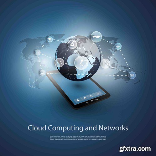 Stock Vector - Global Networks & Cloud Computing