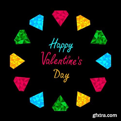 Stock Vector - Valentine\'s Day Card & Diamonds