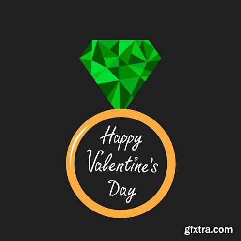 Stock Vector - Valentine\'s Day Card & Diamonds