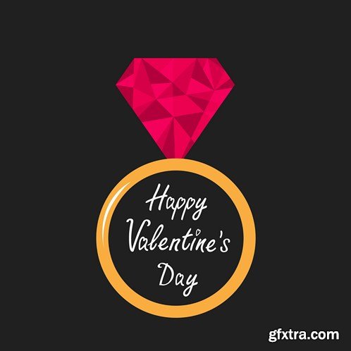 Stock Vector - Valentine\'s Day Card & Diamonds