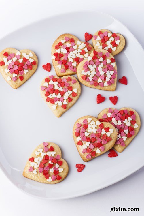 Stock Photo - Valentine's Cookies,Coffee and Cake