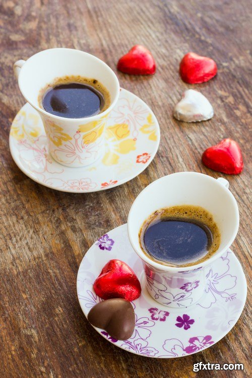 Stock Photo - Valentine's Cookies,Coffee and Cake