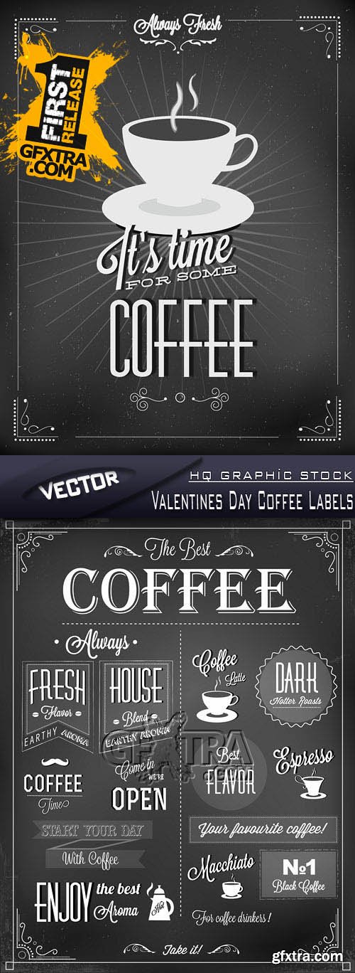 Stock Vector - Valentines Day Coffee Labels